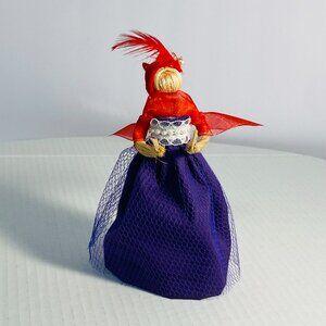 Rare VTG Original Jute Little Faceless Witch Handmade Doll 7" by Audrey Sands